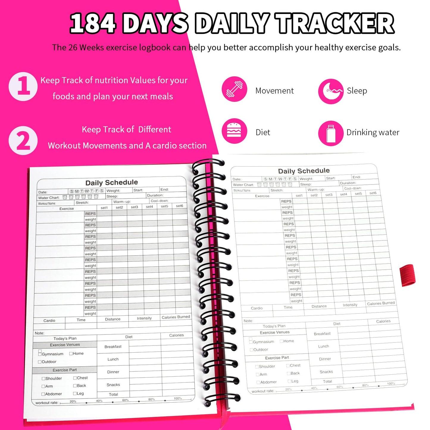 Fitness Journal and Workout Planner for Women & Men - Workout Log Book for Track Progress, Weight Loss - Home Gym Essentials for Training Monitoring