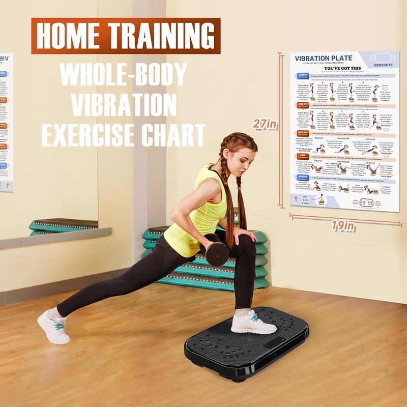 Vibration Plate Workout Poster - Comprehensive Guide for Full-Body Fitness | Large 27" x 19" Size