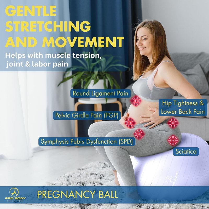 Pregnancy Ball for Pilates & Yoga - Prenatal & Postnatal Exercise Guide Included | Ideal for Labor Support