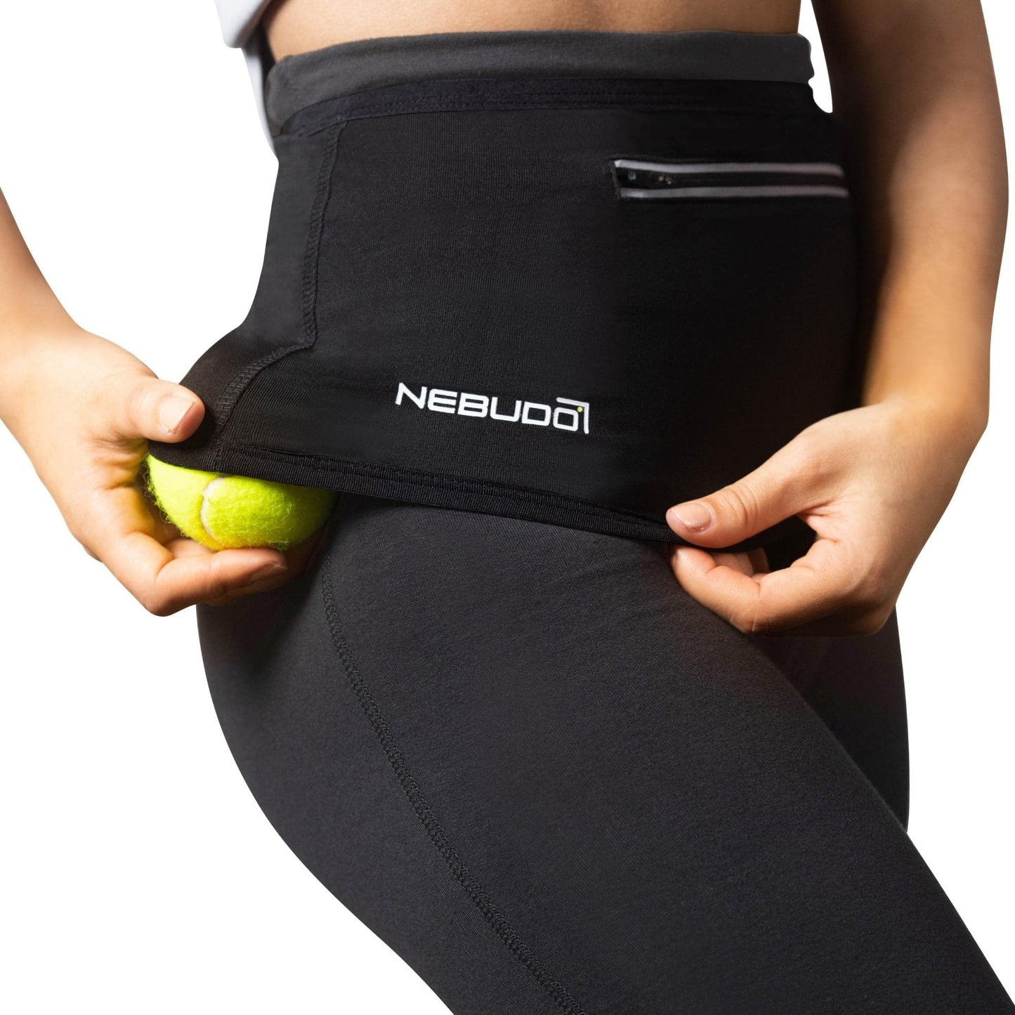 Nebudo Tennis Ball Band Holder Pickleball Tennis Balls Pickleballs Holding Accessory for Women Skirt Men Waist Hip Bags Accessories (S: 29"-32" Flexible Waist)