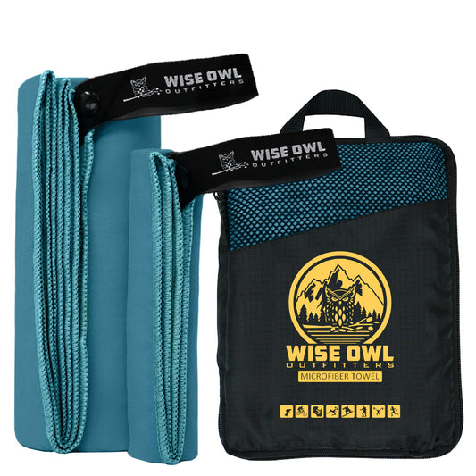 Wise Owl Outfitters Camping Towel - Camping Accessories, Quick Dry Microfiber Towel for Travel, Hiking, Yoga, Workout, and Backpacking, Marine Blue