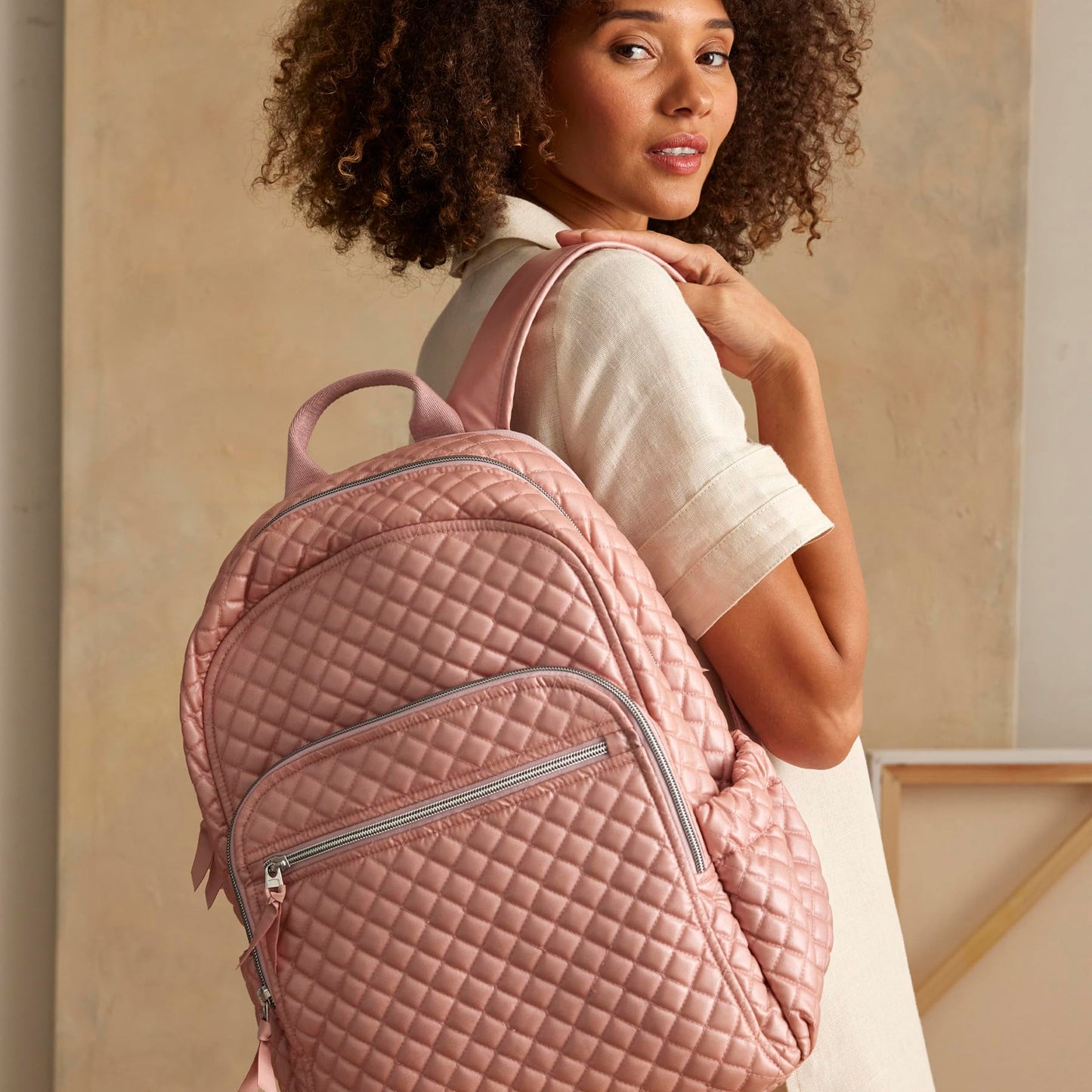 Vera Bradley Cotton Campus Backpack, Rose