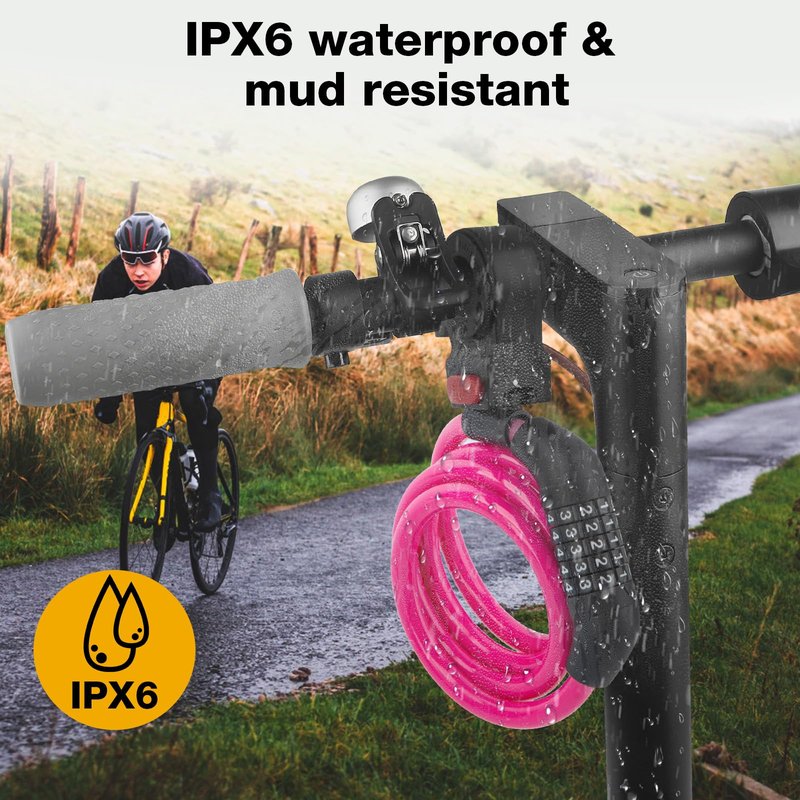 E Scooter Lock，Bike Lock 12mm Thick Bike Lock Cable High Security 5 Digit Resettable Combination Lock 4 Feet Bicycle Lock for Xiaomi M365/Pro2/Max/Ninebot/F Essential Scooter/Bicycle/Motor
