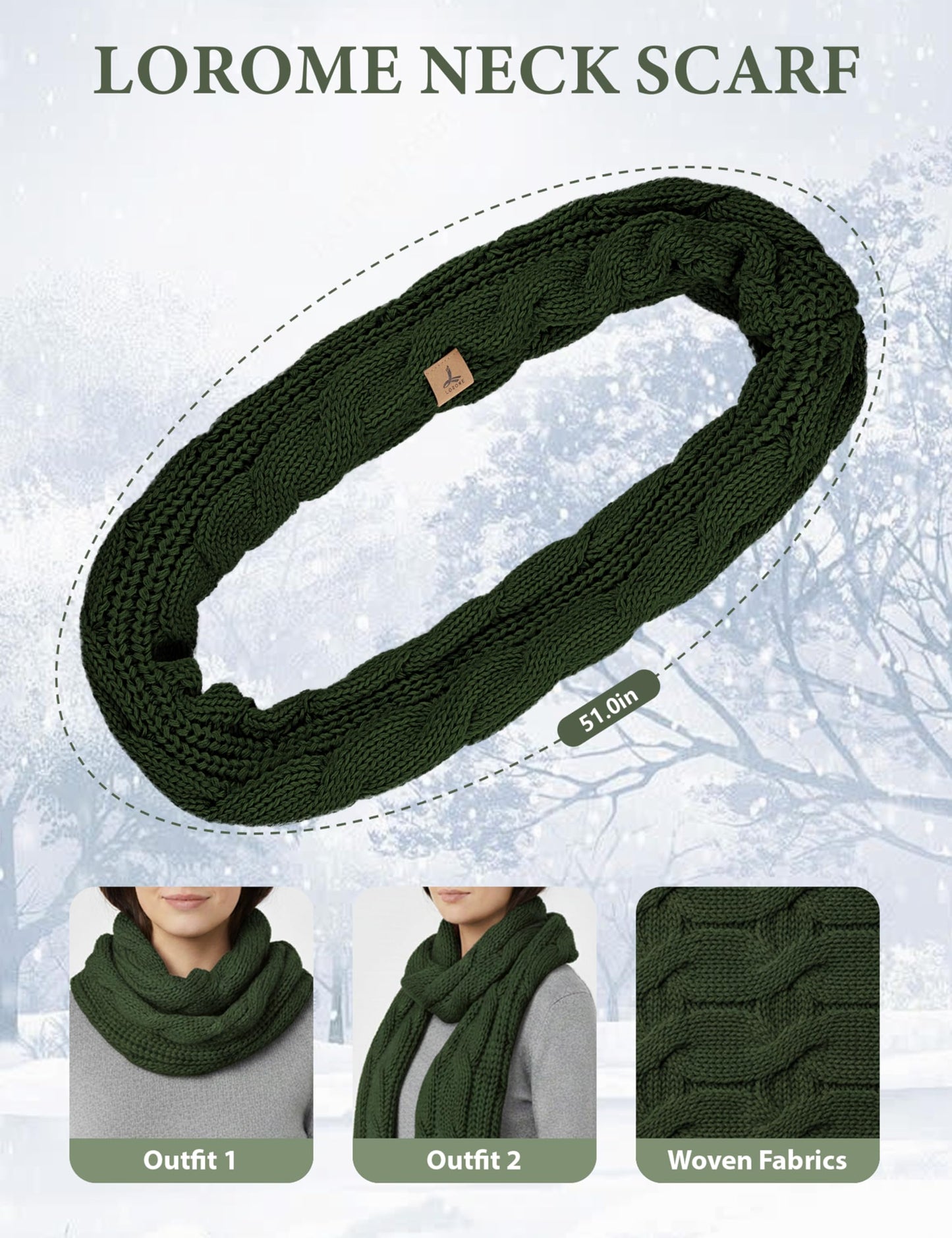 4 PCS White Variegated Winter Accessories for Women, Knit Beanie with Pom Poms Scarf Touch Screen Golves and Ear Warmer
