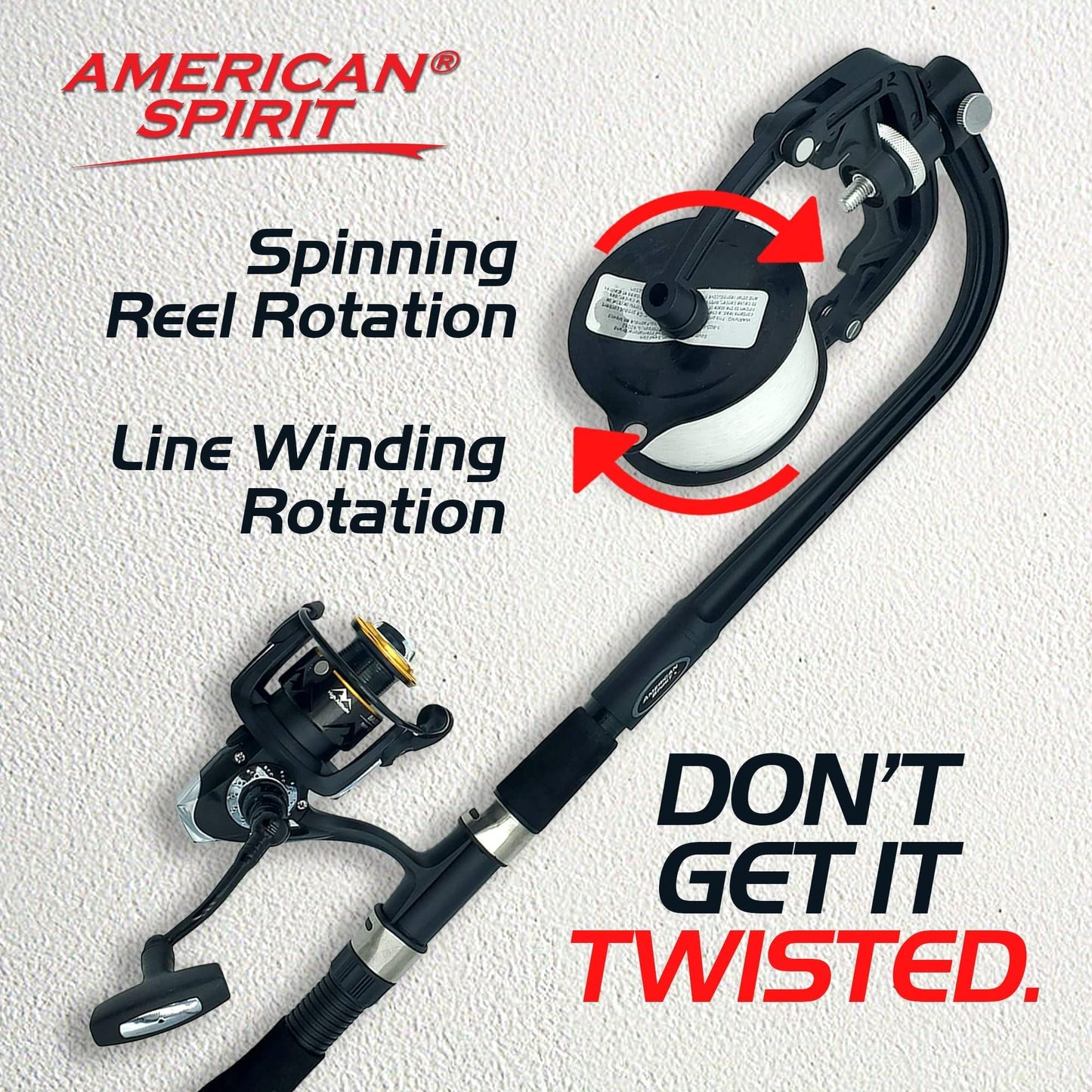 American Spirit Fishing Line Spooler, No Line Twist, Portable Line Winding System, Zero Twist Line Spooler for Reels or Casting Reel, Ultimate Fishing Line Winder Spooler Eliminates Line Twisting