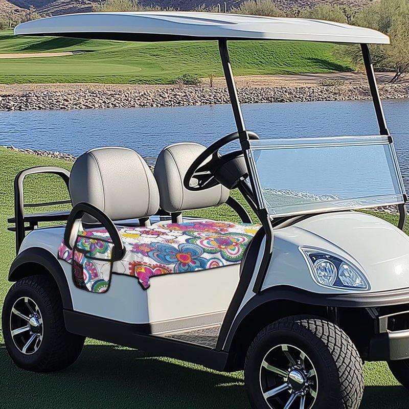 Flower Golf Cart Accessories for Men Women Golf Cart Seat Covers Anti Dust Golf Cart Protector Breathable Golf Cart Seat Cushion Cover Keep Your Cart Clean