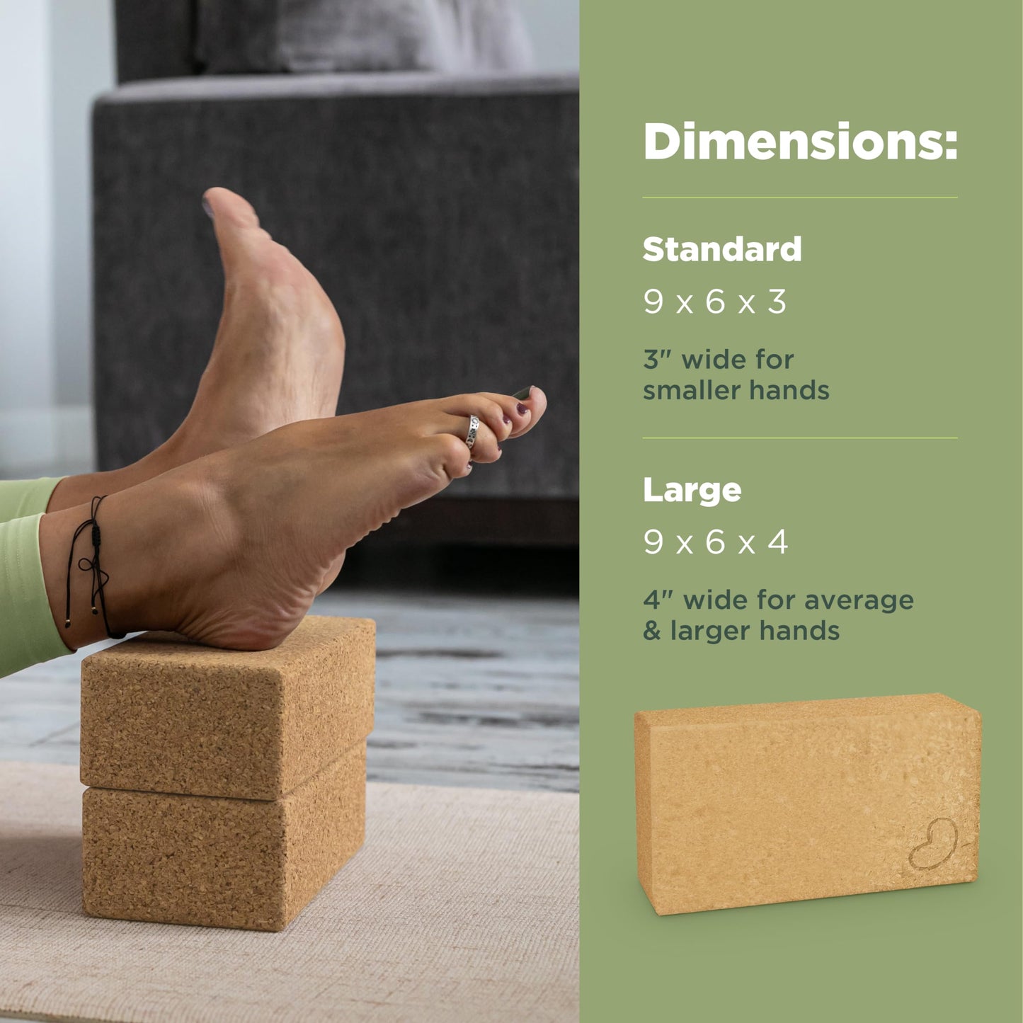 Bean Products Yoga Blocks - 2 Pack, Cork, Standard - 3x6x9