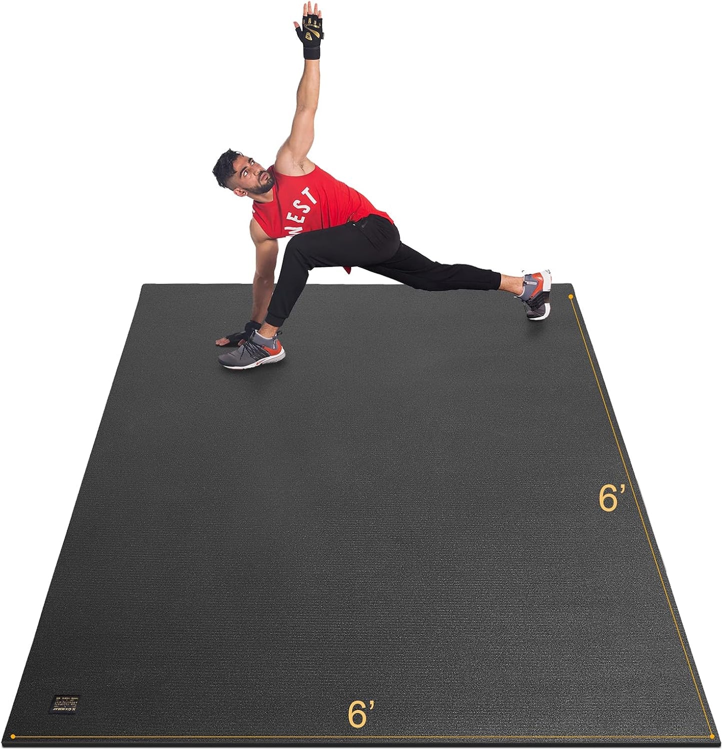 Large Exercise Mat - Thick Non-Slip Workout Mat for Home Gym | 6'x4'/6'x5'/6'x6' | Durable Cardio & Fitness Flooring