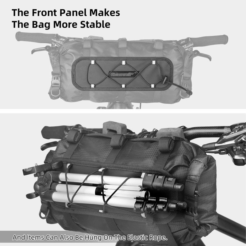 Rhinowalk Bicycle Handlebar Bag, both sides open and folded closed, with waterproof inner pocket, suitable for road bike, mountain bike, etc.