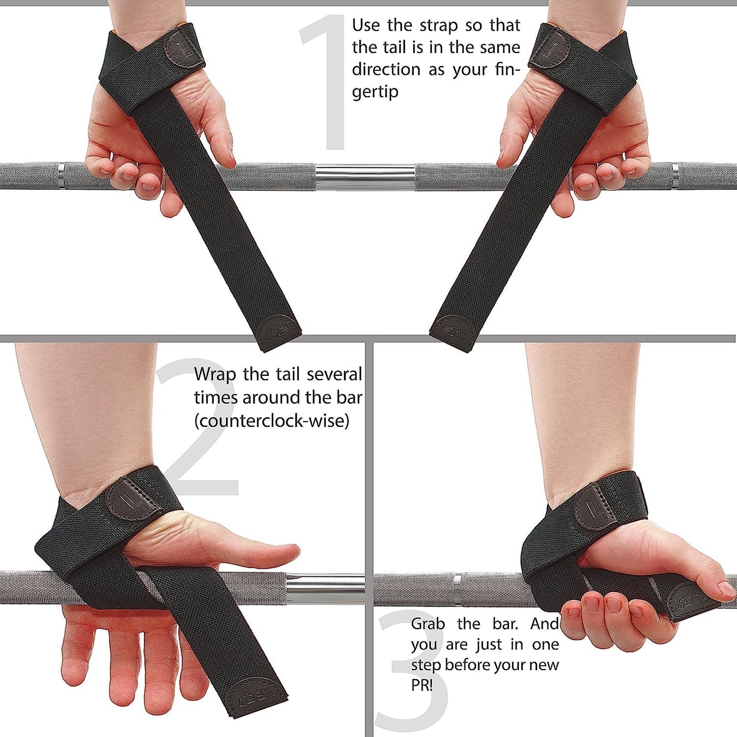 WARM BODY COLD MIND Lasso Lifting Wrist Straps for Cross Training - Rated at 770 lb - Hand Wraps for Olympic Weightlifting, Powerlifting, Weight Lifting, Bodybuilding Strength Deadlift Gym Bar, Cotton