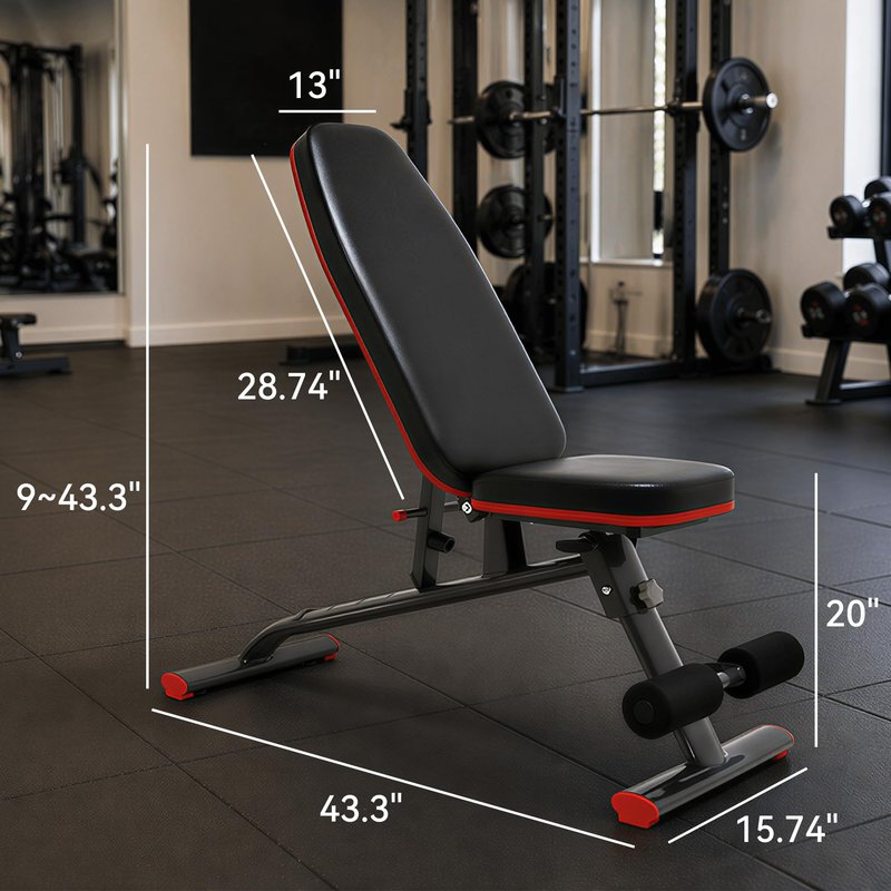 Fitvids Heavy Duty Adjustable and Foldable Utility Weight Bench for Upright, Incline, Decline, and Flat Exercise,Midnight