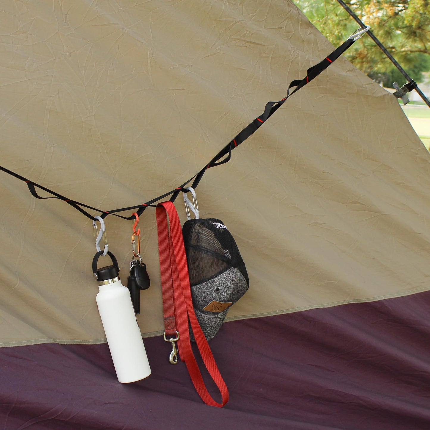 Redline Canyon Tent Organizer Line Kit - 5ft Camping Clothesline Tent Gear Line and Camp Hanging Hooks for Camp Site Storage