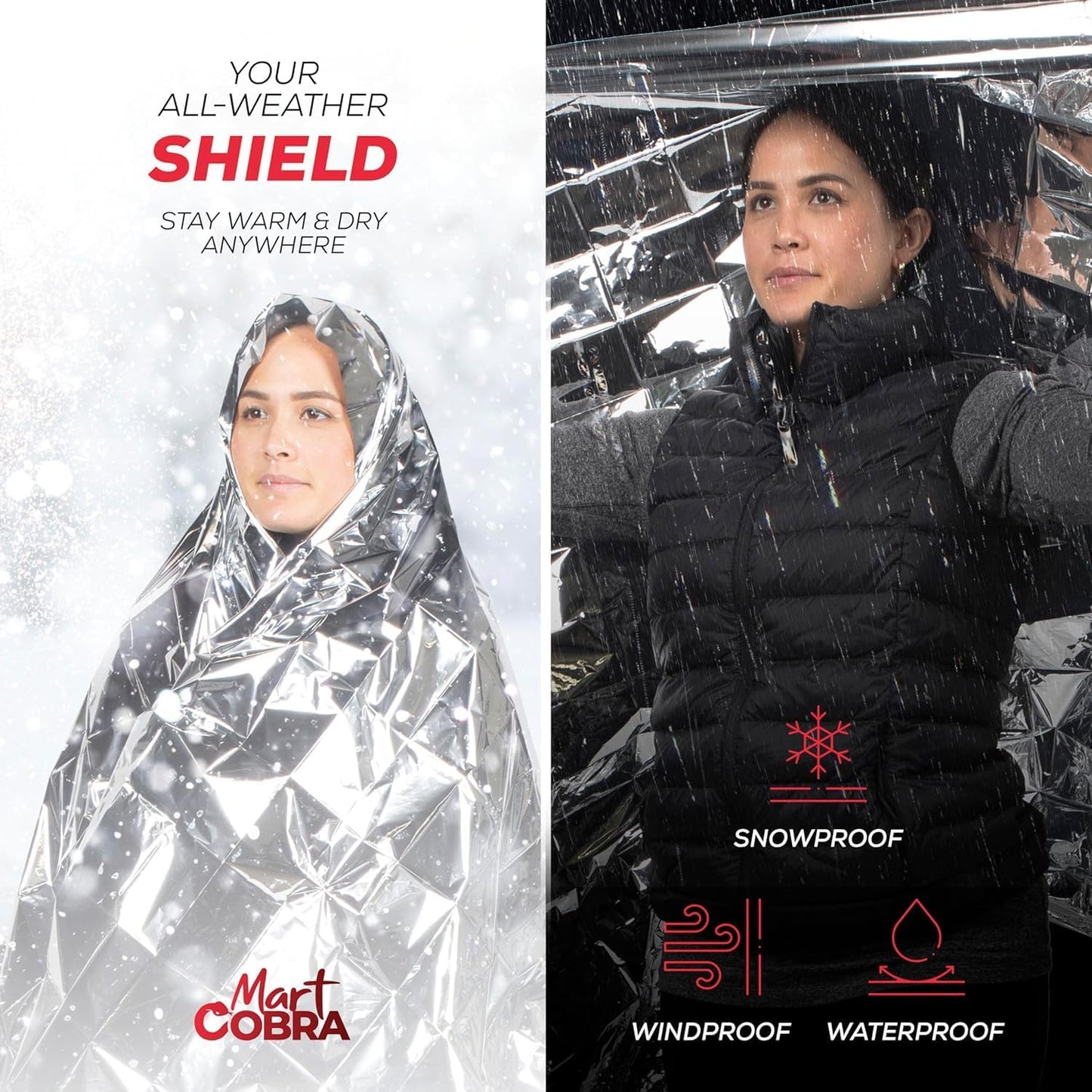 Emergency Blankets - Mylar Thermal Survival Blankets for Camping | Pack of 6