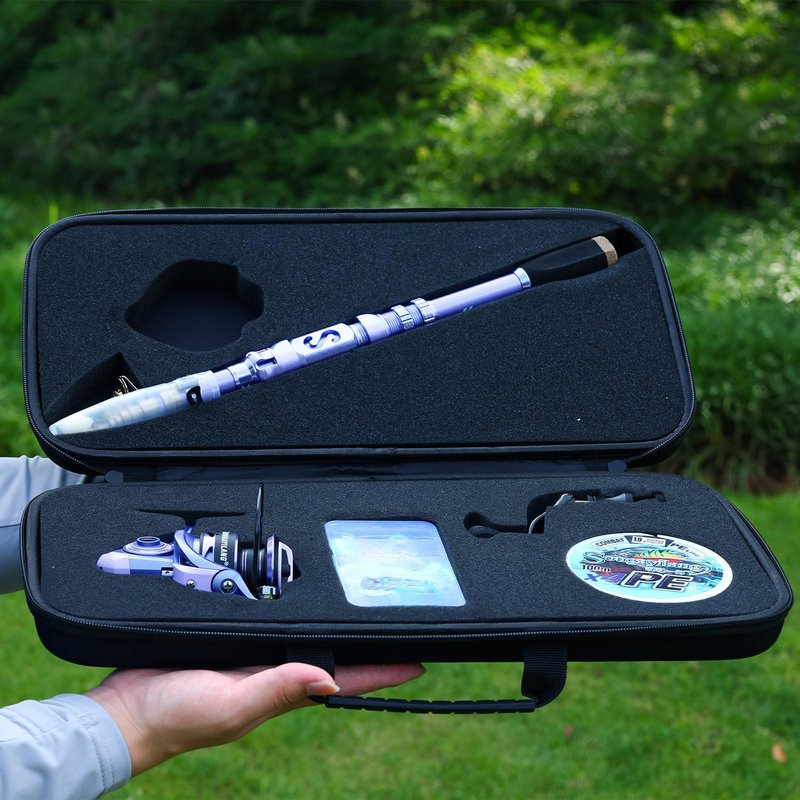 Sougayilang Fishing Rod and Reel Combo - Carbon Fiber Telescopic Fishing Pole for Saltwater & Freshwater | Smooth Reel Kit