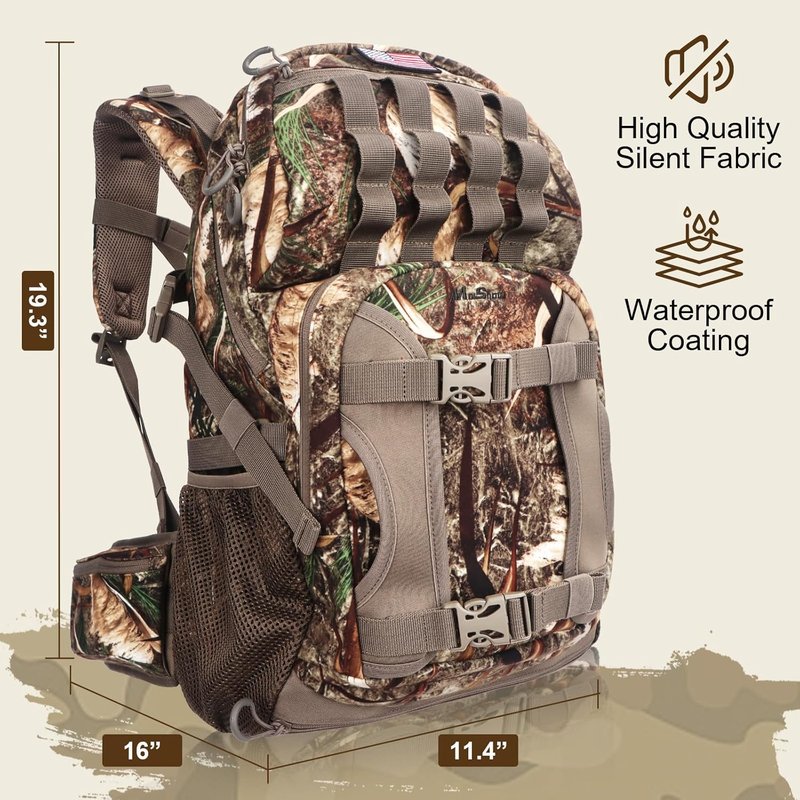 Camo Hunting Backpack - Water-Resistant Large Capacity Bow Pack | Stealth Reed Camo