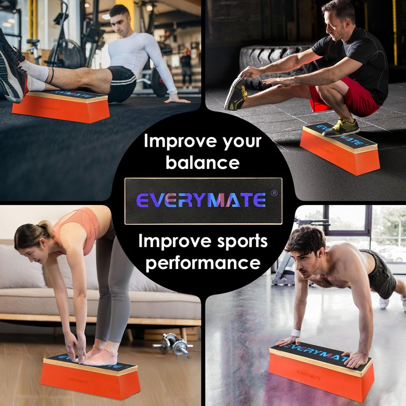 EVERYMATE Squat Block Athletic Balance Trainer for Stretching, Fitness, and Physical Therapy, Improve Balance, Stability, and Athletic Performance, Home Gym and Personal Training Equipment (Pink)