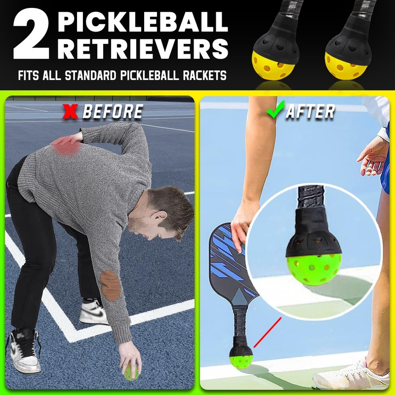 LUCYLANKER Outdoor Pickleball Balls for All Style Paddle & Court, 40 Holes with Mesh Bag & 2 Ball Retrievers, Durable High Visibility USAPA Approved Premium Practice Flight Resistant (Yellow, 12 Pack)