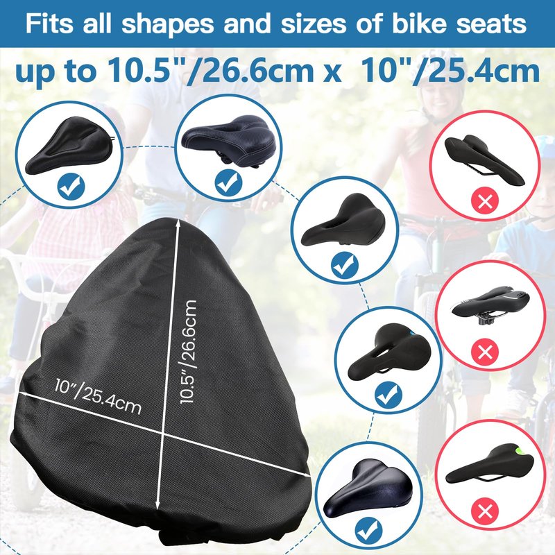 Waterproof Bike Seat Covers: Dustproof, Rainproof, UV-Protective, Windproof, Easy to Install and Clean. Suitable for Men's and Women's City/Mountain Bikes (2pcs Black)