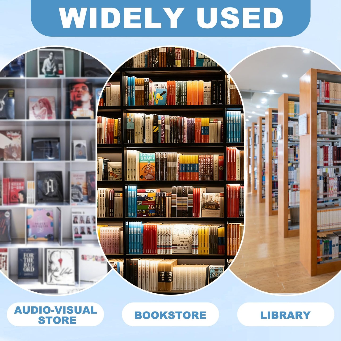 Hushee 15 Pack Acrylic Book Stand for Display Adjustable Clear Book Display Holder Easel Rack Stand for Home Office Back to School Library Bookshelf Comic Album CD Magazine Postcard Artworks