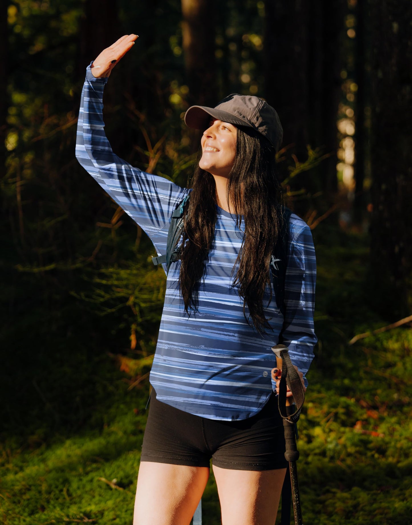 Women's Sun Shirts UPF 50+ Long Sleeve UV Protection Shirt Lightweight Quick Dry Workout Hiking Tops for Women(Ripple Blue,L)
