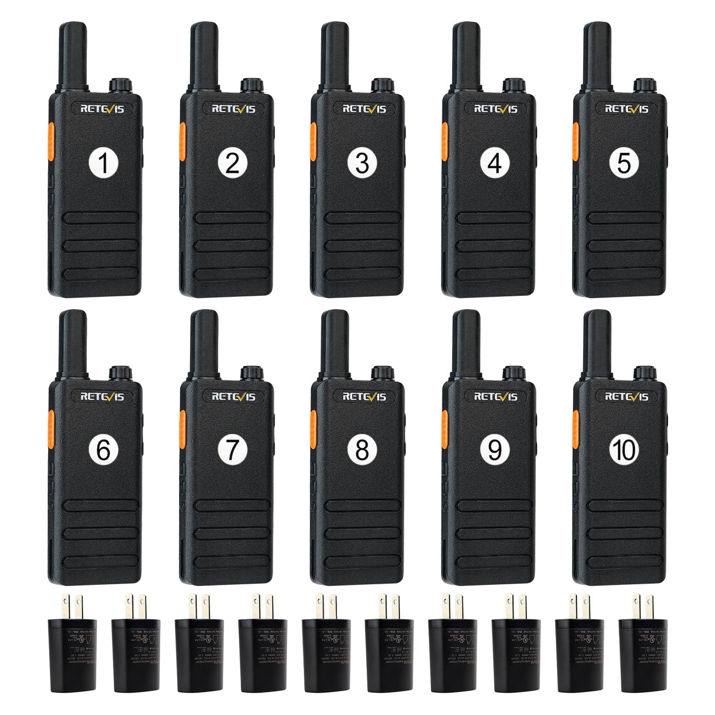 Retevis RT22P Walkie Talkies Long Range, New Version of RT22(2.0), Portable FRS Two-Way Radios, Mini, VOX, 1620mAh Battery, Compact 2 Way Radio for Commercial School Restaurant Retail(10 Pack)