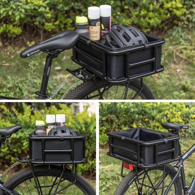 CXWXC Large Bicycle Basket with Cargo Net and Liner - Rear Cargo Rack for Bike, Electric Bike, Ebike