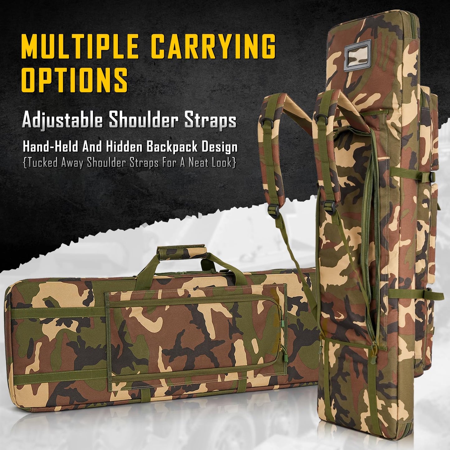 DULCE DOM 32 inch Double Rifle Case Soft Bag Gun Case, Perfect for Rifle Pistol Storage and Transportation, All Around Shooting Range Tactical Rifle Backpack, Indoor Outdoor
