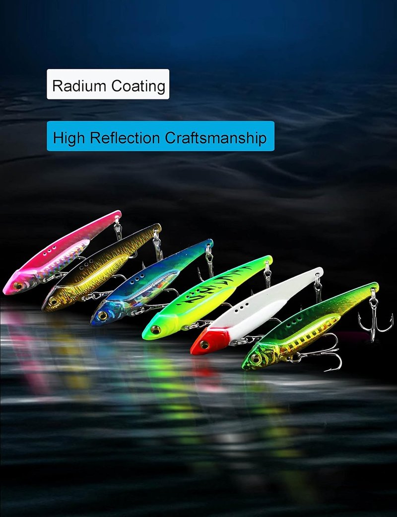 Blade Bait Bass Fishing Lures - 6pcs Metal VIB Jigging Spoons | 2.75in Sinking Hard Swimbait for Walleyes