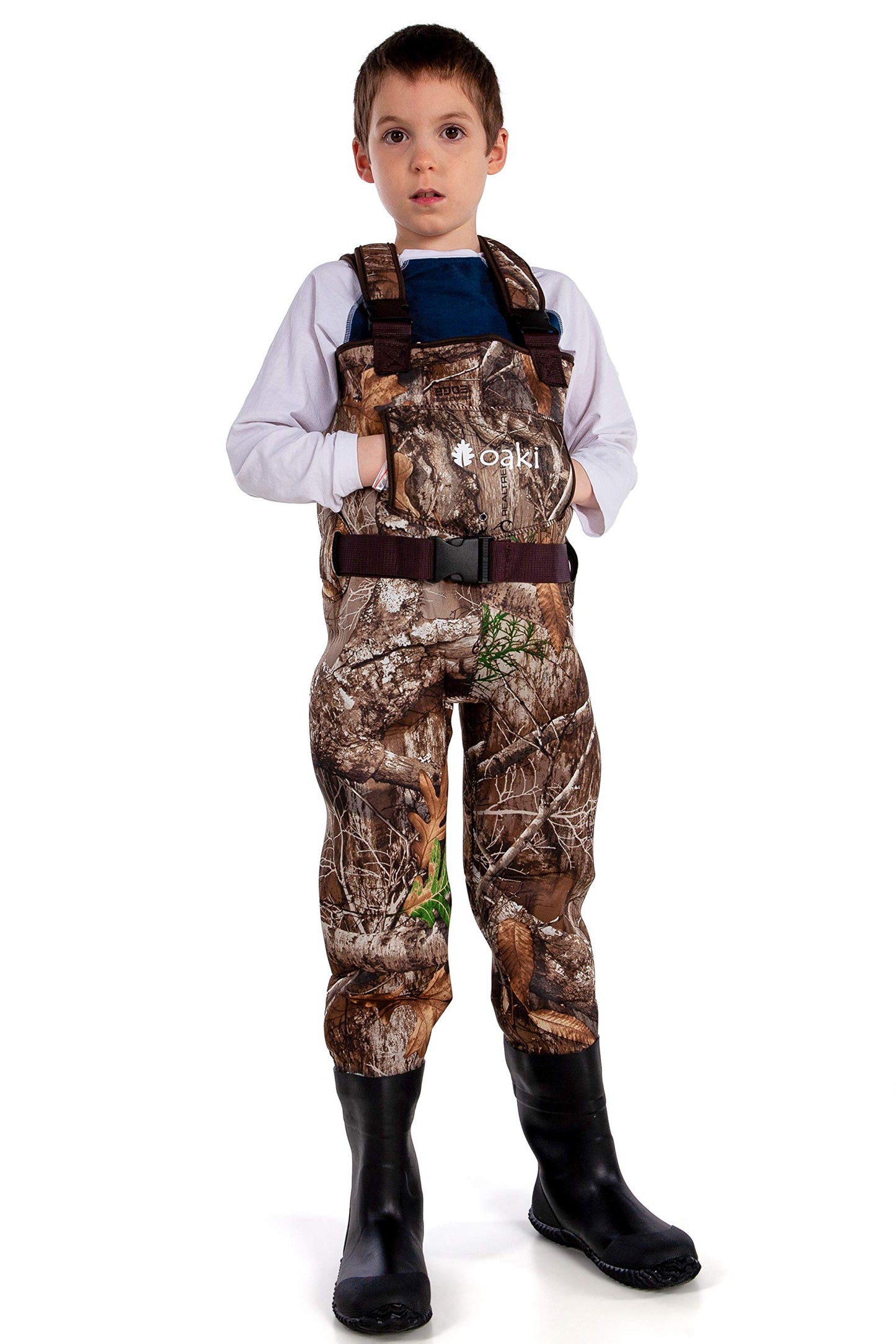 OAKI Toddler & Children's Waterproof Neoprene Fishing Waders for Kids, Edge Camo 2T