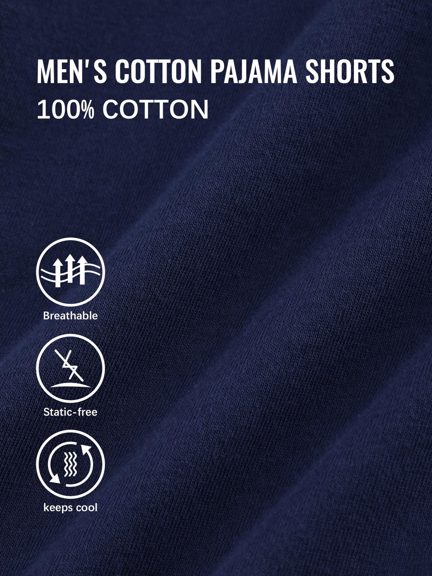 IHU 3 Pack Men's Cotton Pajama Shorts - Soft Sleepwear & Lounge Bottoms with Drawstring & Pockets Sleep Shorts for Men L Black, Navy, Gray
