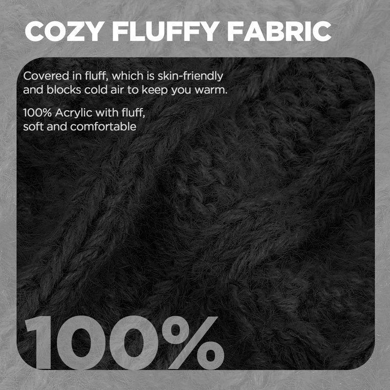 Womens Beanie Hat Infinity Scarf Touchscreen Gloves Fleece Headband 4 in 1 Winter Clothes Set Gifts for Women Black