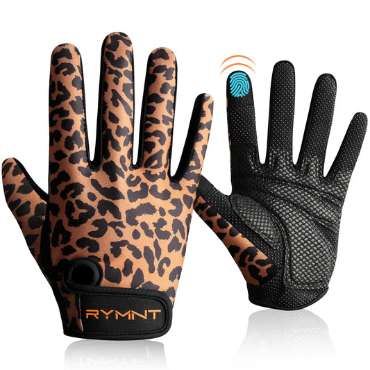 ZEROFIRE Full Finger Workout Gloves for Women Men - Weight Lifting Gloves with Full Cover Palm Protection & Extra Grip for Gym,Weightlifting,Fitness,Exercise,Training.Cycling.Leopard-Small