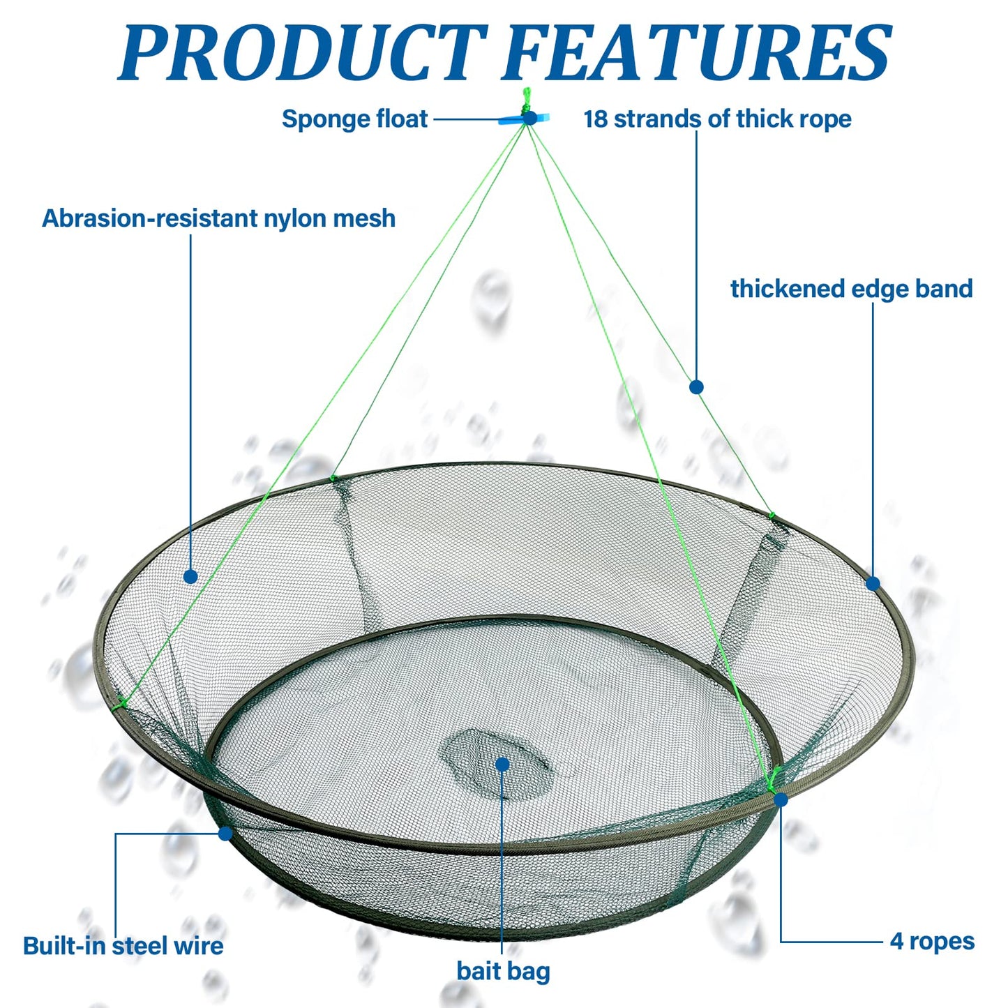 Crab Net,Crab Basket Crab Traps for Fishing,Portable Folded Fishing Net