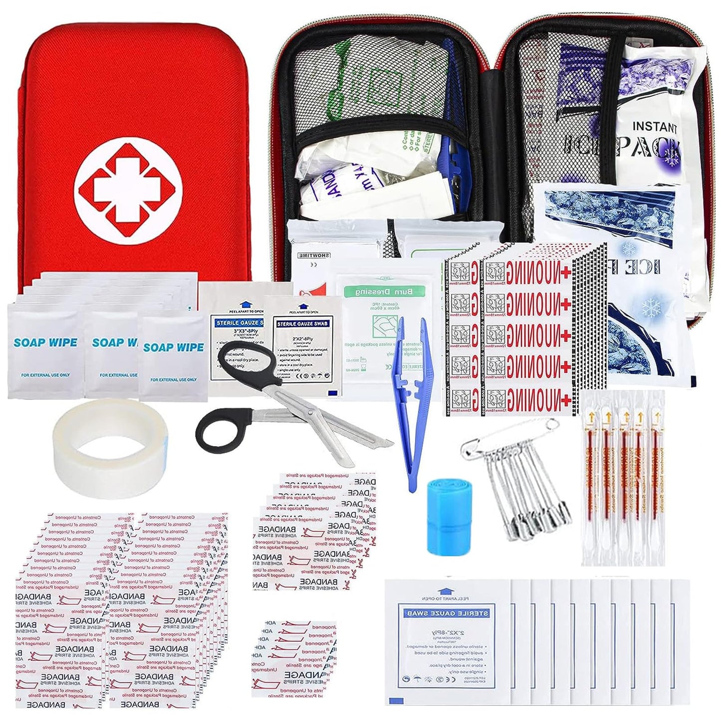 Car First Aid Kits 275Pcs Survival Gear Home Travel Size Small Emergency Kit Tactical Hiking EVA Camping Essentials Backpack Sports Office Boat Urgent Accident