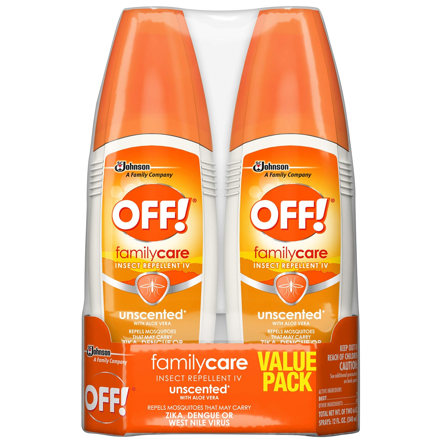 OFF! FamilyCare Insect & Mosquito Repellent Spritz, Unscented Bug spray with Aloe-Vera, 7% Deet, 6 oz (Pack of 2)