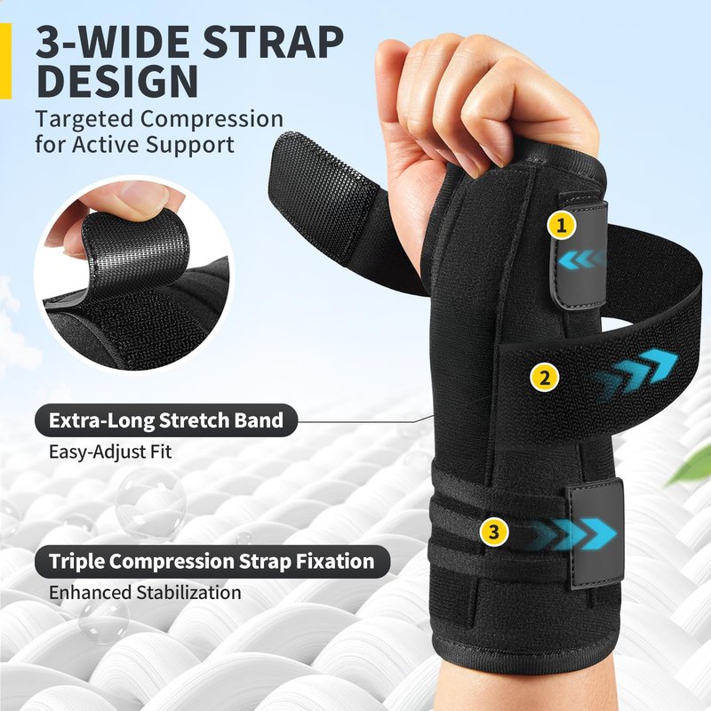 CAMBIVO Wrist Brace for Carpal Tunnel Tendonitis – Night & Day Compression Wrist Support with Removable Aluminum Splint, One-Hand Easy Adjust, Breathable Mesh, Right Hand M/L