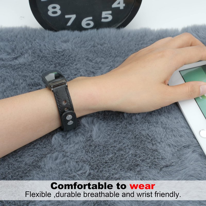 LAREDTREE Leather Bands Compatible with Fitbit Inspire 3 Wristbands for Women Men, Waterproof Strap Genuine Leather Replacement Wristband for Inspire 3 Smartwatch (Black)