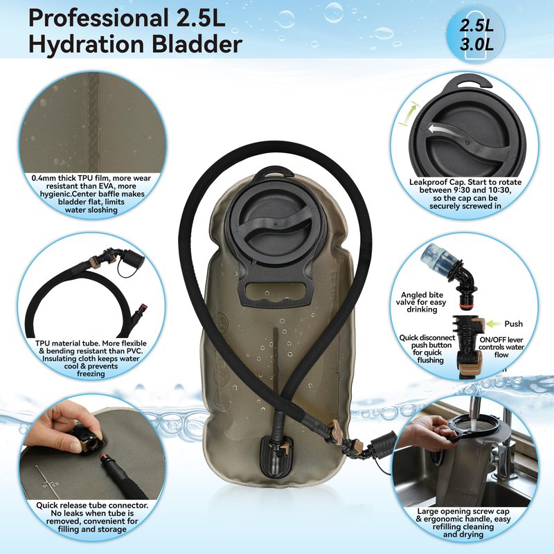MARCHWAY Lightweight Hydration Backpack with Vest Style Straps & 2.5L TPU Water Bladder, Versatile Sleek Multi-Pocket Pack for Hiking, Cycling, Running, Backpacking, Travel (Blue)