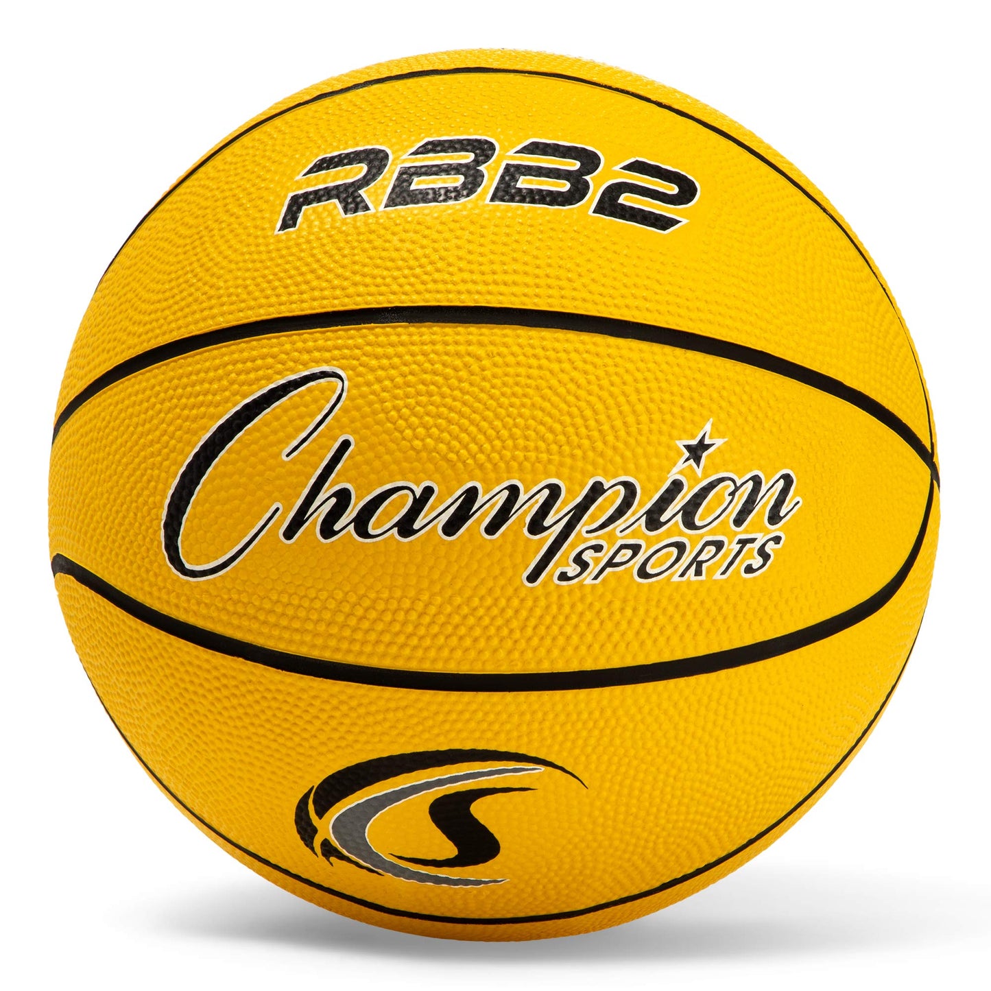 Champion Sports Rubber Junior Basketball, Heavy Duty - Pro-Style Basketballs, Premium Basketball Equipment, Indoor Outdoor - Physical Education Supplies (Size 5, Yellow)