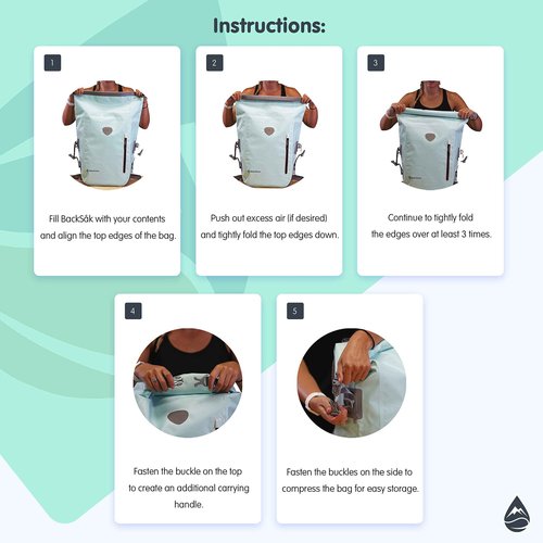 Skog Å Kust BackSak Heavy Duty Waterproof Backpack - Gear Bag for Sports, Travel, & More - 25L Palm