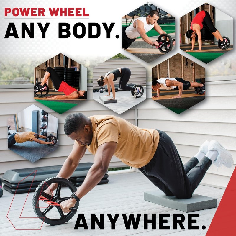 Lifeline Fitness Power Wheel Full Body Workout Ab Roller, Functional Full Body Ab Roller Wheel, Upper/Lower Body Workout, Home Workout Equipment with Foot Straps