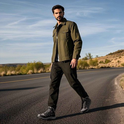 NORTIV 8 Men's Lightweight Hiking Boots Waterproof Breathable Outdoor Trekking Camping Ankle Boots Fern,Size 10,Grey/Black,NMUMHB2502