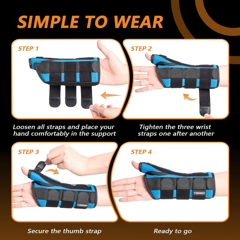 Thumb Spica Splint Brace - Left/Right Hand Wrist Support for Carpal Tunnel, De Quervain's, Arthritis Pain Relief & Sprains - Adjustable Stabilizer with Aluminum Splint for Women Men, Right, M