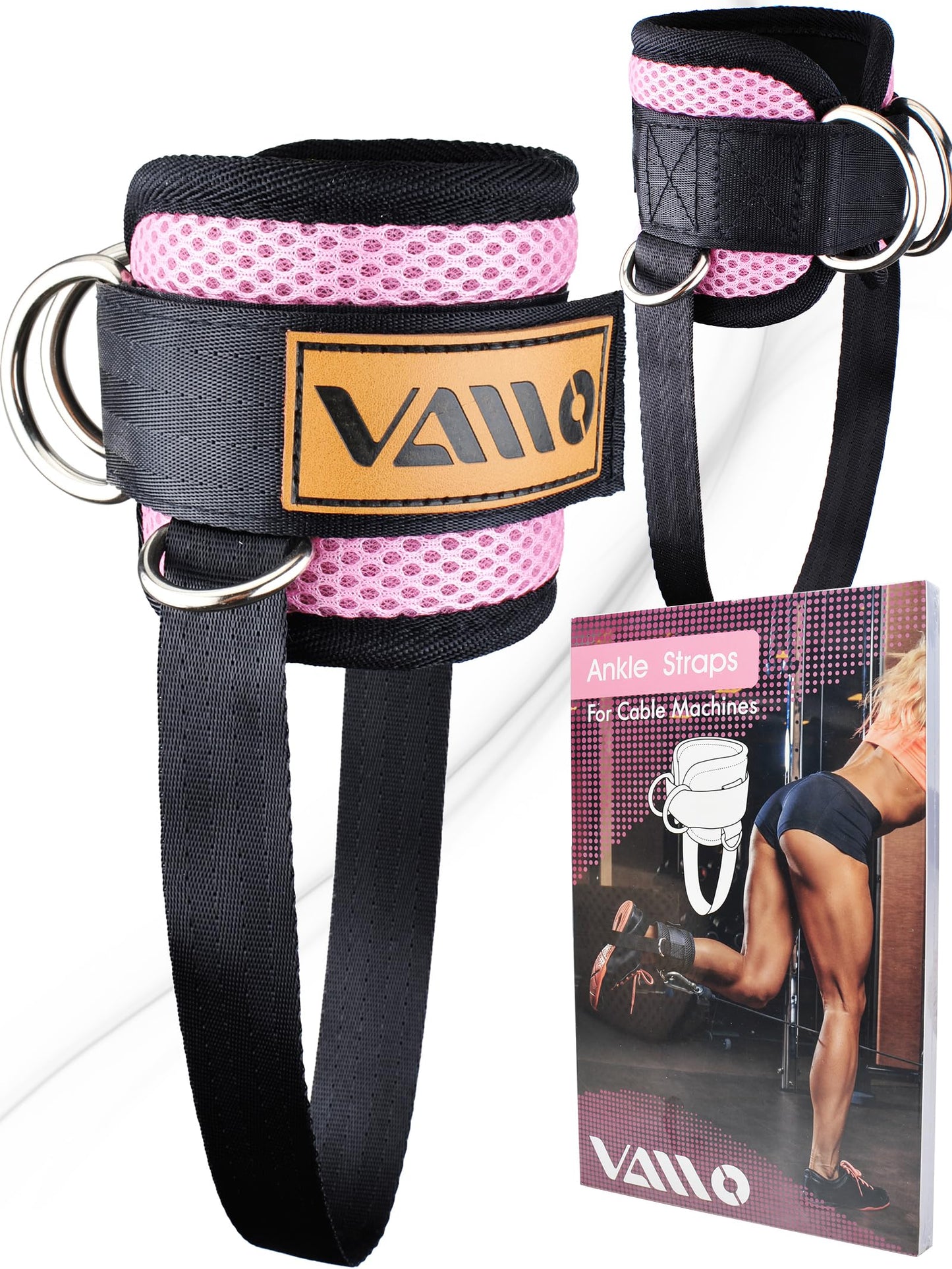 VAIIO Soft red Ankle Straps for Cable Machines,Adjustable Comfort fit Neoprene,Reinforce Double D-Ring - Premium Ankle Cuffs to Improve Abdominal Muscles,Lift The Butts,Tone The Legs for Men & Women