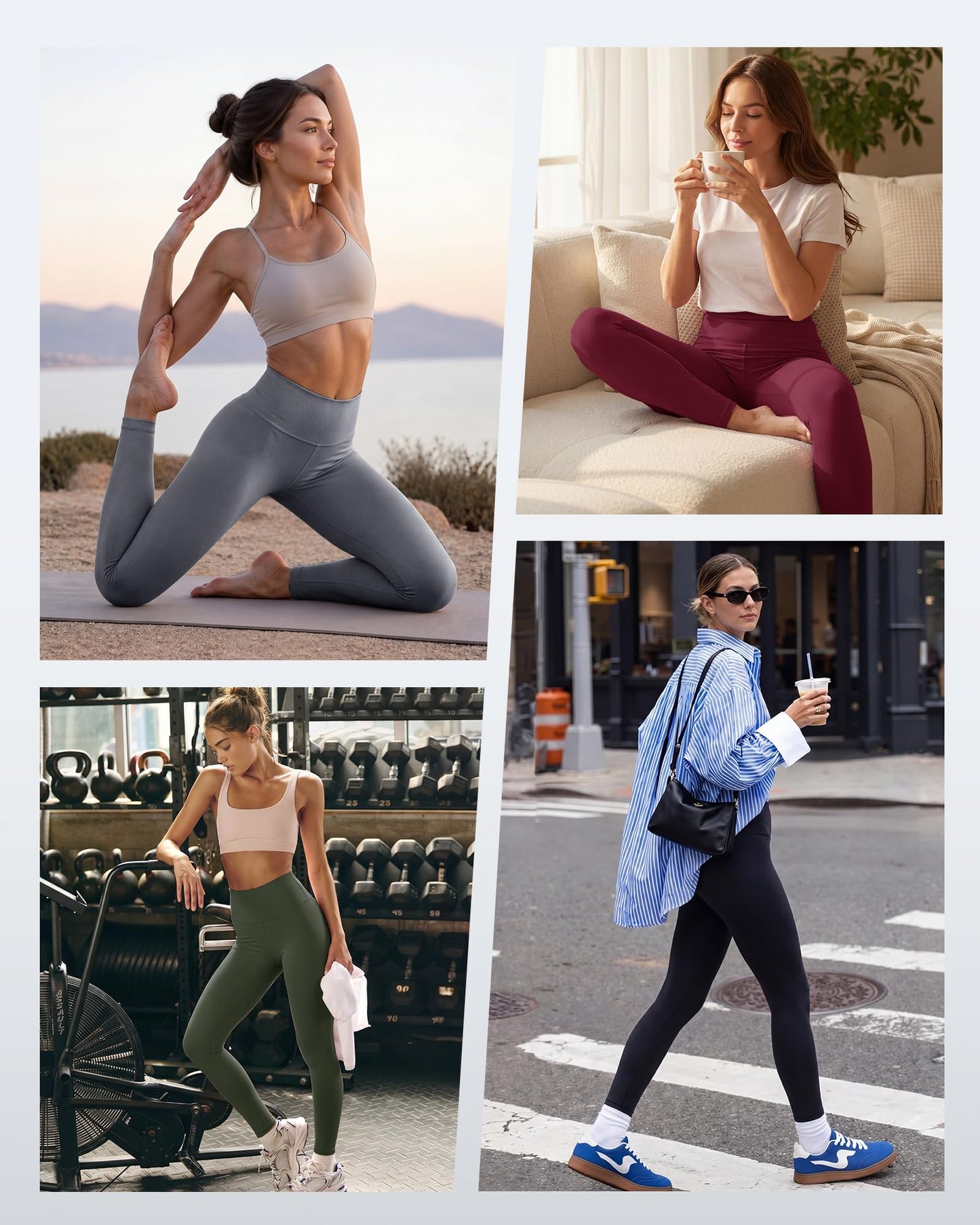 4 Pack Leggings for Women - High Waisted Tummy Control Soft No See-Through Black Yoga Pants for Athletic Workout