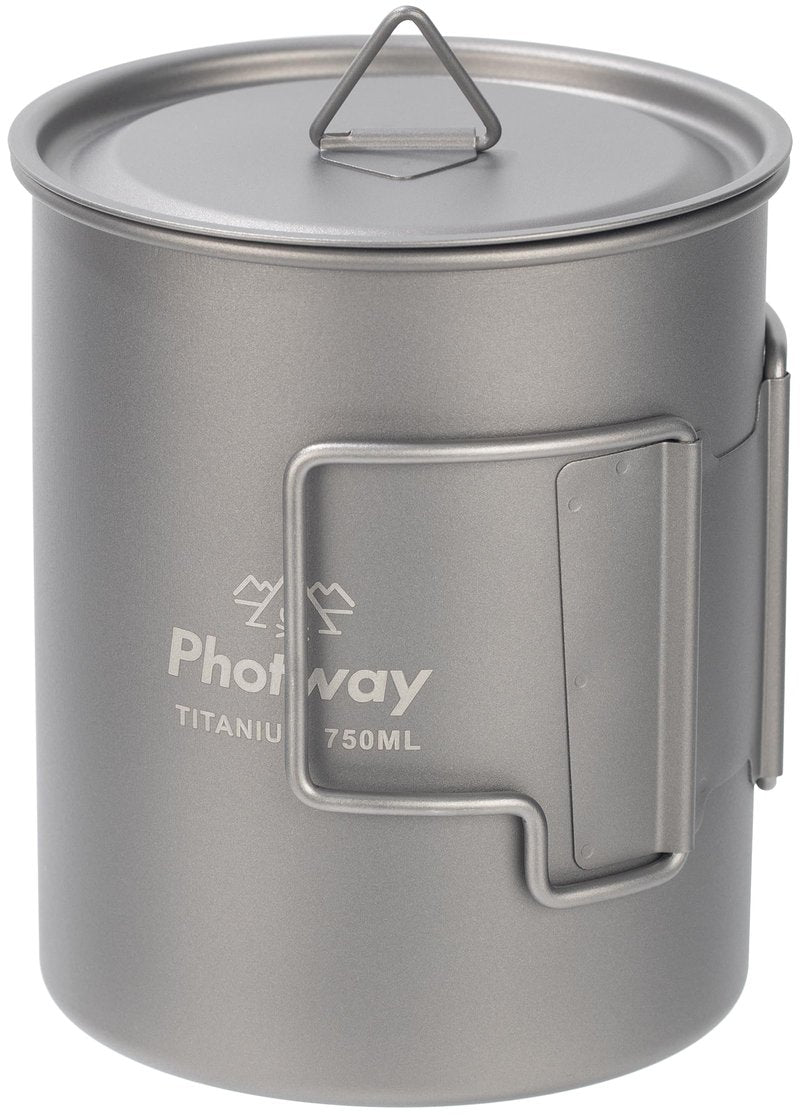 photway 25oz (750ml) Titanium Camping Pot, Ultralight Backpacking Cookware & Campfire Mug for Hiking, Bushcraft & Outdoor Cooking