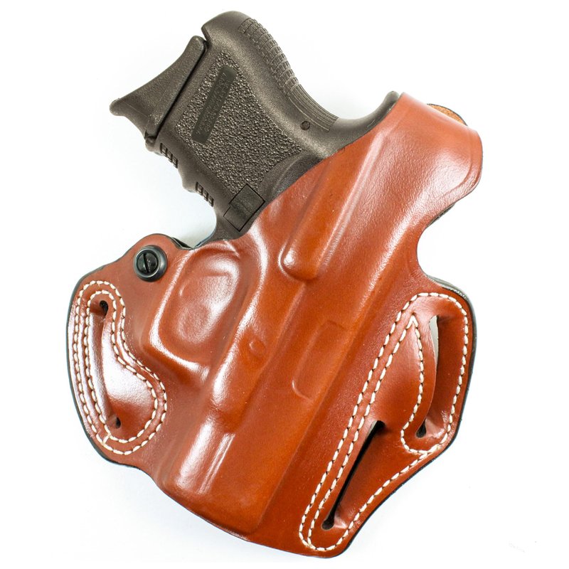 DeSantis Thumb Break Scabbard - OWB Leather Gun Holster for Men and Women, Outside the Waistband, Compatible with Glock 26, 27, 33 - Right Hand Draw, Tan