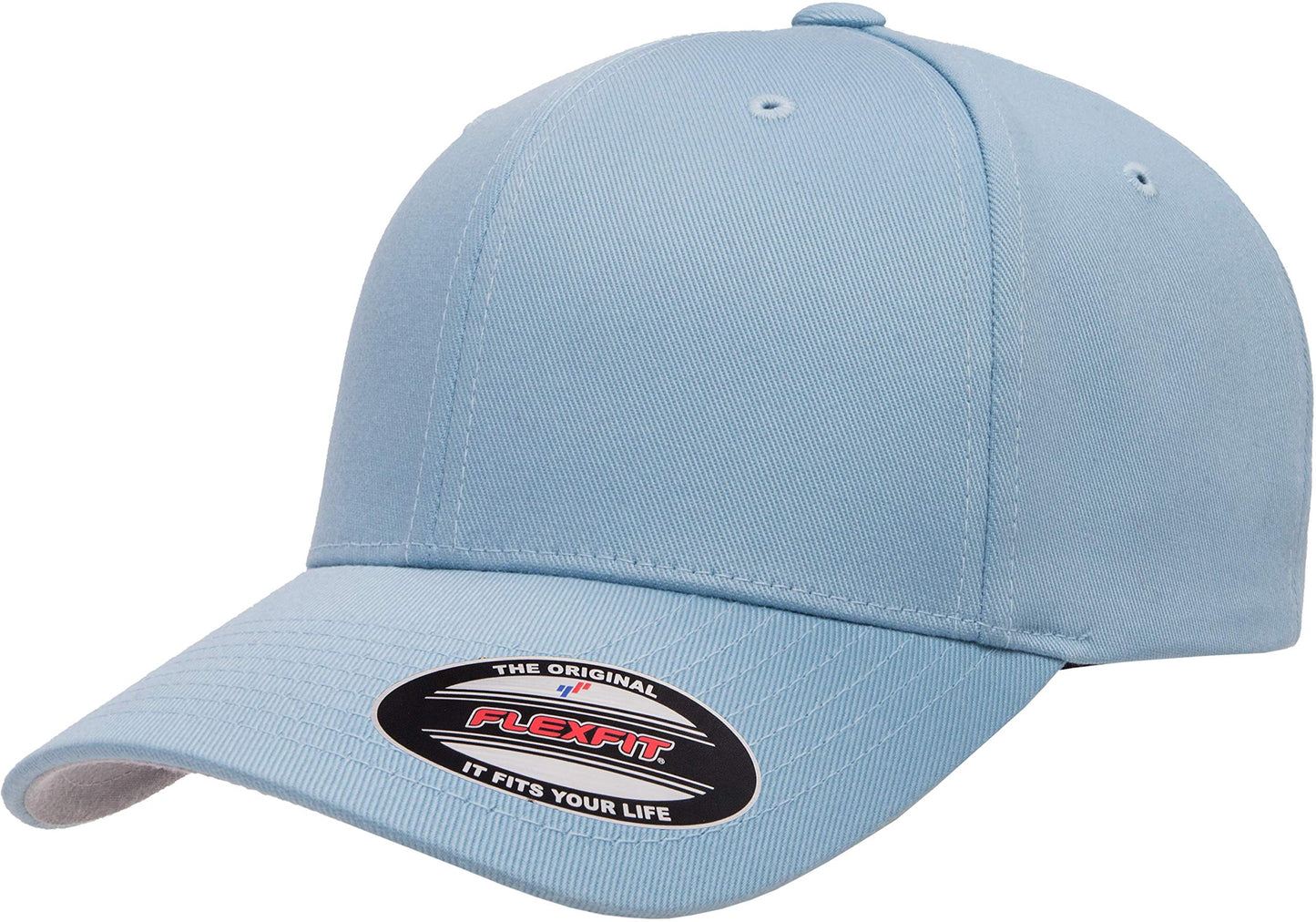 Flexfit Men's Wooly Combed Twill Fitted Baseball Cap, Carolina Blue, Large-X-Large