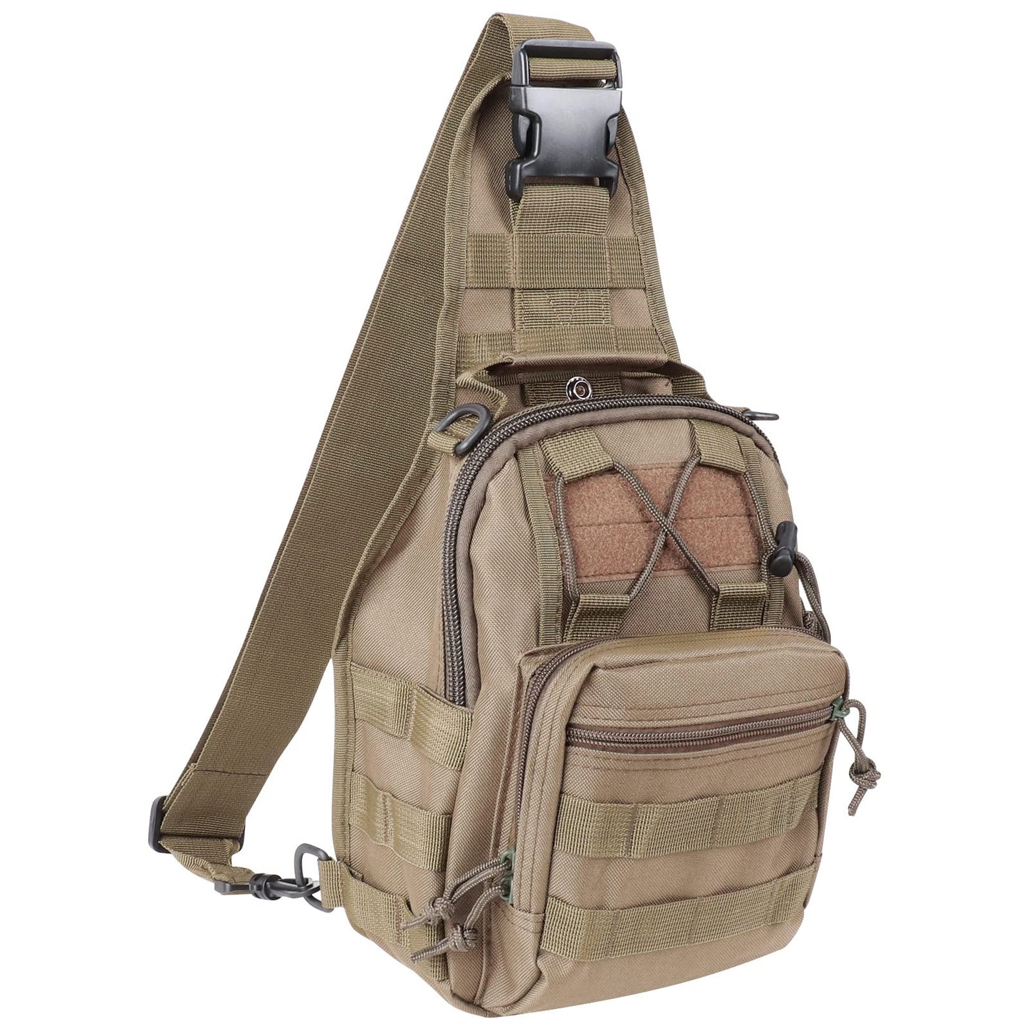 Qcute Tactical Backpack, Waterproof Military Cross-body Molle Sling Shoulder Backpack Chest Bag for Outdoor Every Day Carry (khaki)