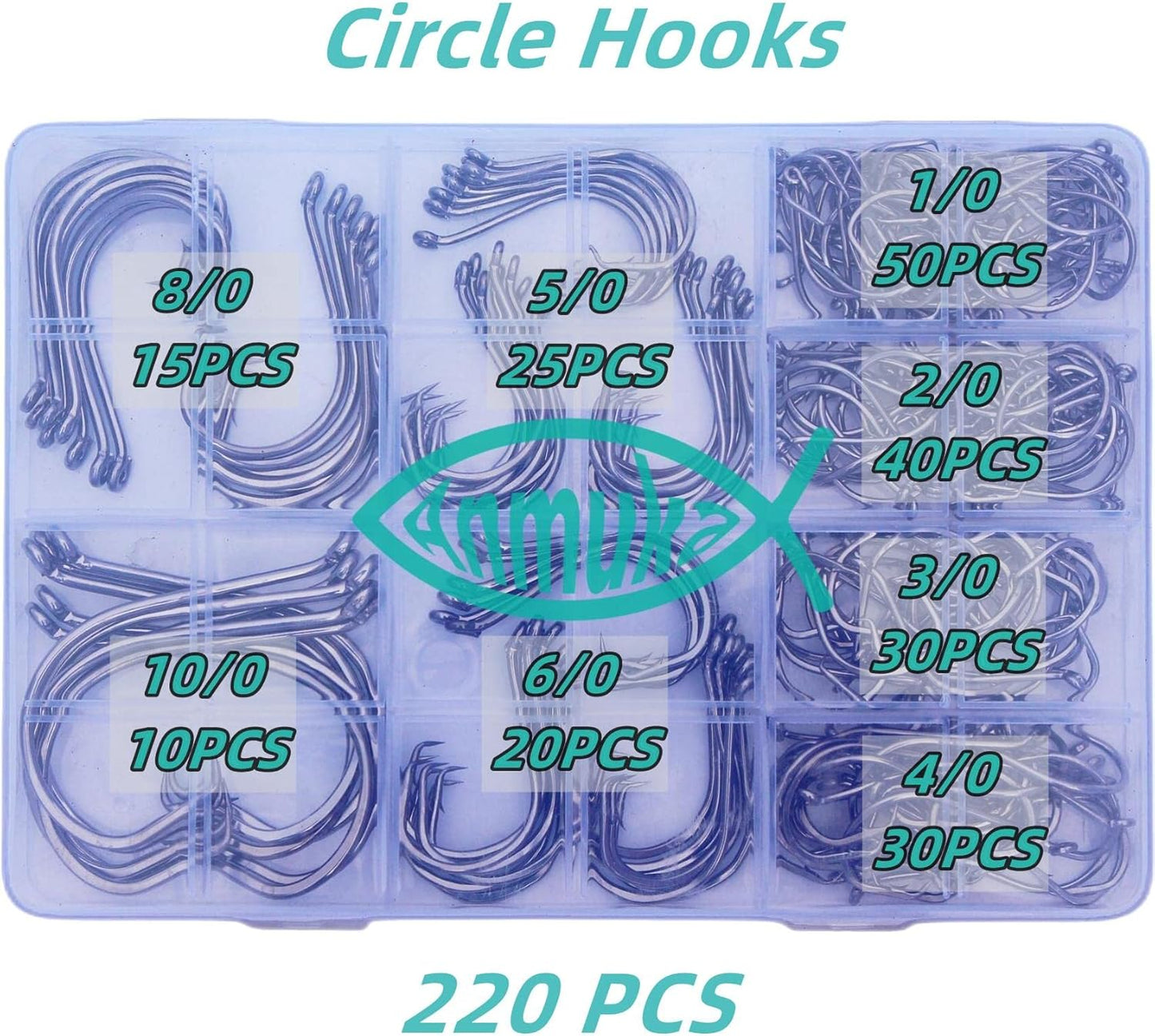 Fishing Circle Hooks - 2X Strong Octopus & Catfish Hooks Set | 170PCS/220PCS for Saltwater & Freshwater